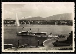 AK Genève, La Rade, le Jet d`Eau et le Mont-Blanc